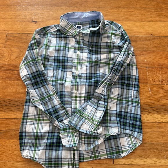 Janie and Jack size 5 button down with navy khakis, navy, green, easter, spring - Picture 5 of 6